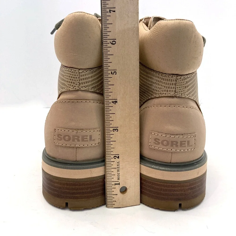 SOREL Lennox Lace-Up Waterproof Hiking Boot Womens 9 Canoe Tan Leather